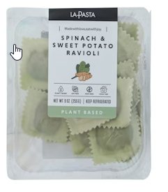 Ravioli, Plant Based, Spinach & Sweet Potato
